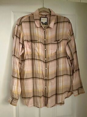 American Eagle Outfitters Oversized Pink Flannel Shirt Size S
